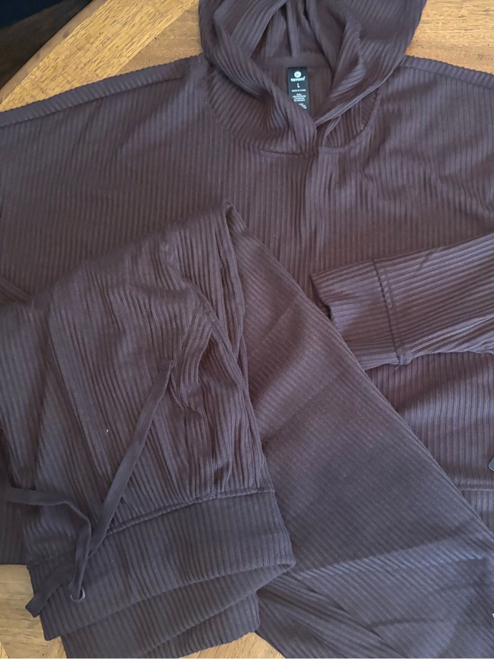 90 Degree by Reflex 2PC Crop Hoodie & Jogger Set — Espresso Brown, NWT